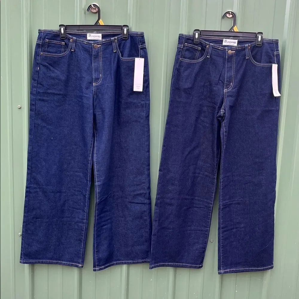 Women’s Baggy Wide Leg Denim Jeans Pants 2-Pack Size L